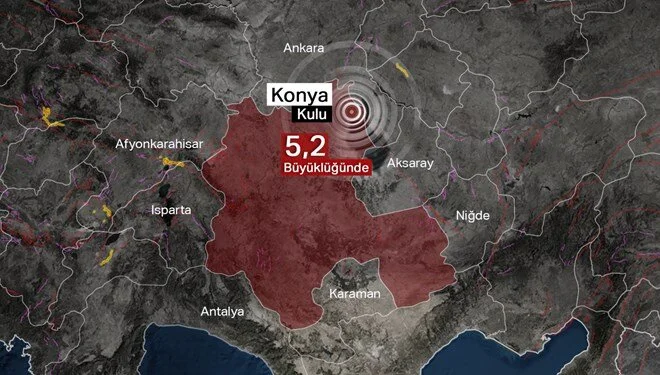 Konya’da 5,2 büyüklüğünde deprem