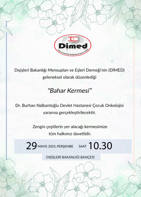 DİMED’in “Bahar Kermesi” 29 Mayıs Perşembe günü yapılacak…