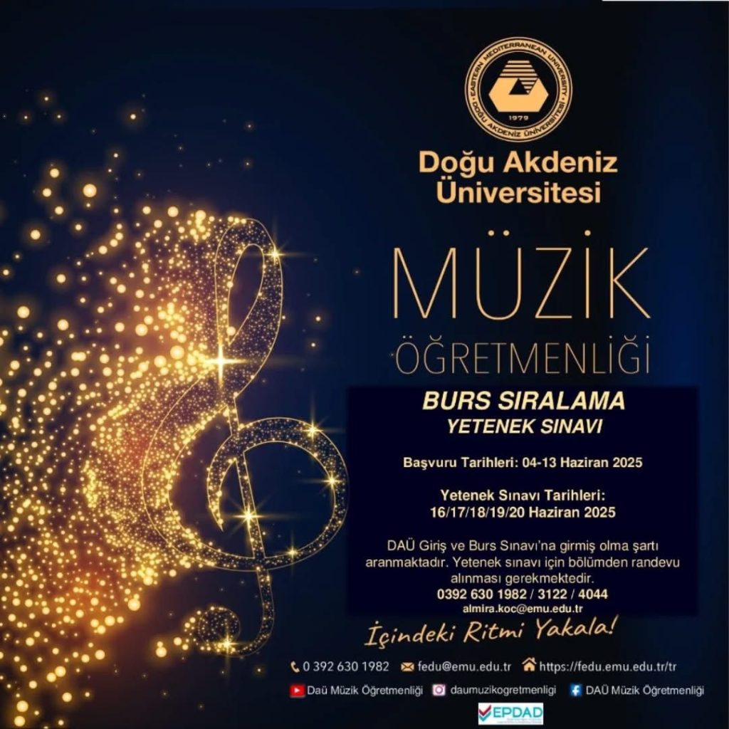 DAÜ Müzik Öğretmenliği lisans programı için burs sıralama yetenek sınavı yapılacak
