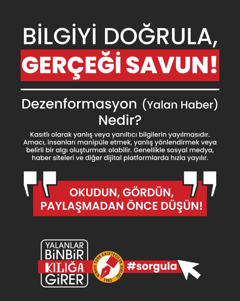Kıbrıs Türk Gazeteciler Birliği’nden dezenformasyona karşı sosyal medya kampanyası