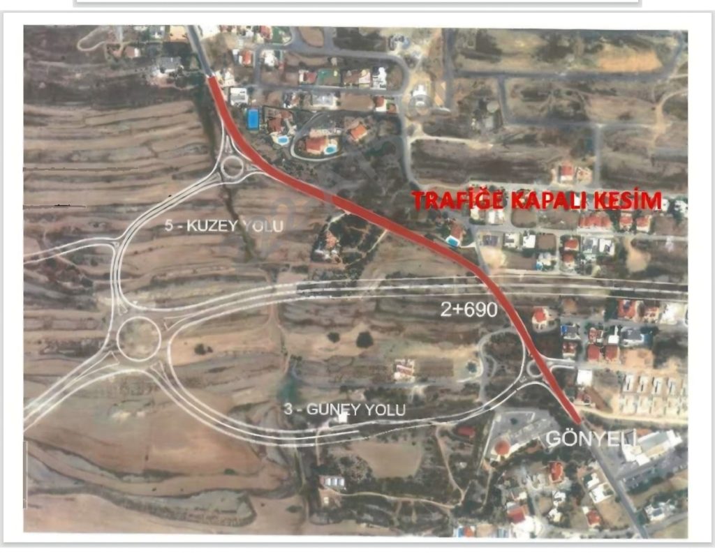 Gönyeli-Boğaz yolu pazartesi gününe kadar trafiğe kapalı