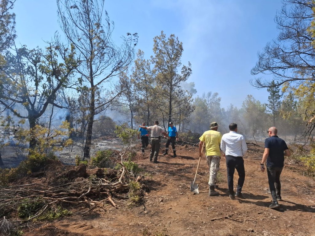 Esentepe-Karaağaç bölgesindeki yangın kontrol altına alındı, soğutma çalışmaları başladı