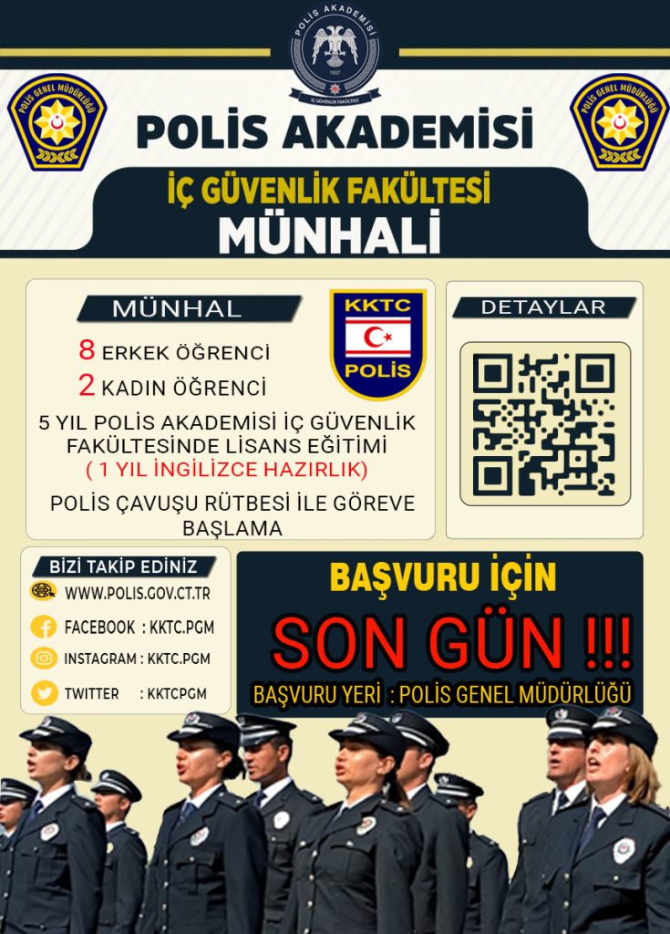 Polis Akademisi’ne KKTC’den alınacak 10 öğrenci için başvurular bugün bitiyor