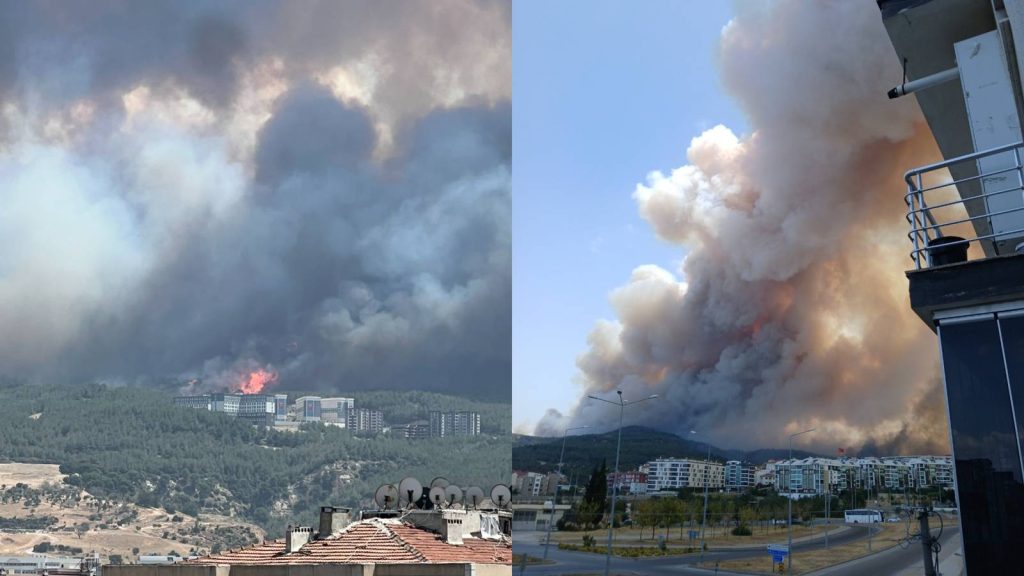 Çanakkale’nin Bayramiç ilçesinde çıkan orman yangını nedeniyle 3 köy boşaltıldı