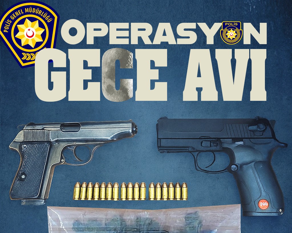 “Gece Avı” operasyonunda uyuşturucu, iki tabanca ve mermi ele geçirildi, iki kişi tutuklandı