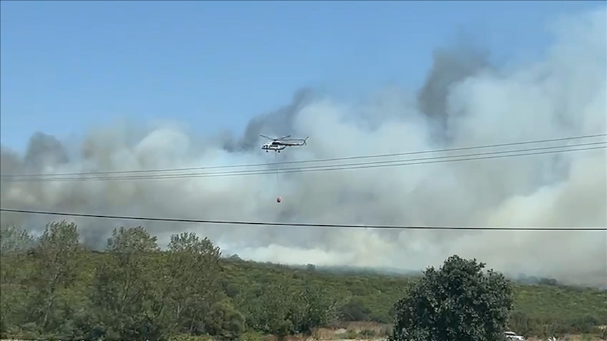 Türkiye’nin Bursa İlinde çıkan orman yangınına müdahale ediliyor