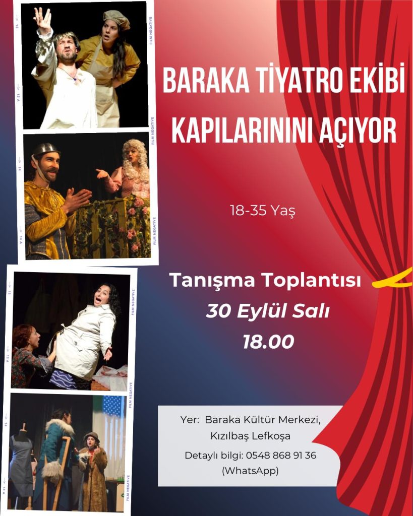 Baraka tiyatro ekibi, 18-35 yaş arası genç yetişkinlerden oluşacak yeni bir ekip kuracak