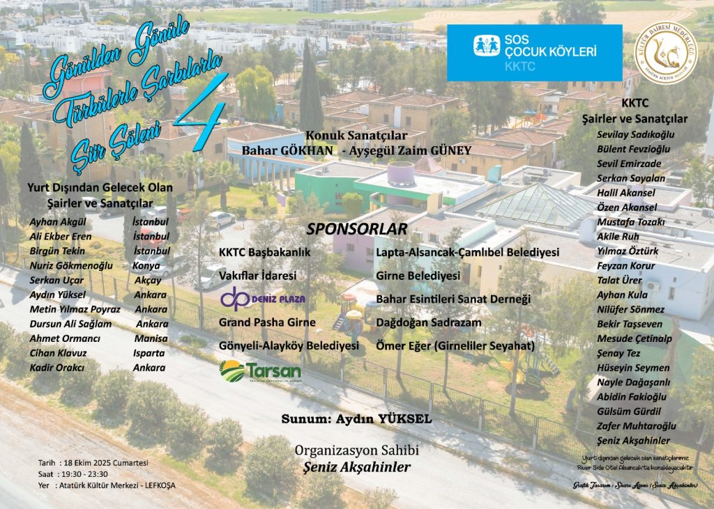 SOS Çocuk Köyleri yararına “Gönülden Gönüle Türkülerle Şarkılarla Şiir Şöleni düzenlenecek