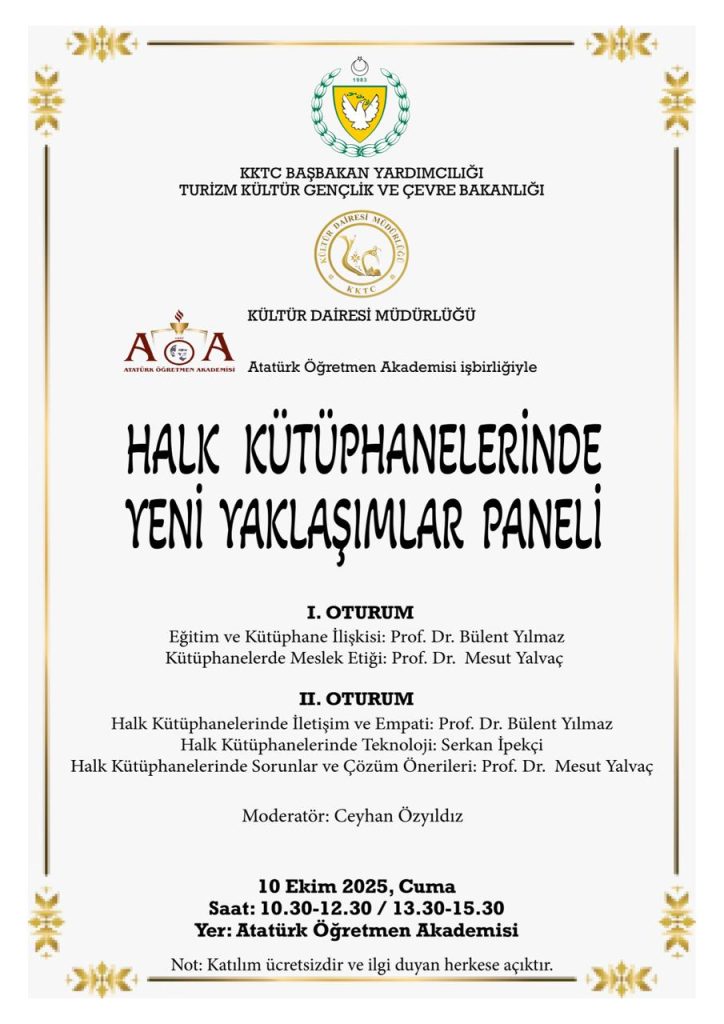 Kültür Dairesi, “Halk Kütüphanelerinde Yeni Yaklaşımlar Paneli” düzenliyor