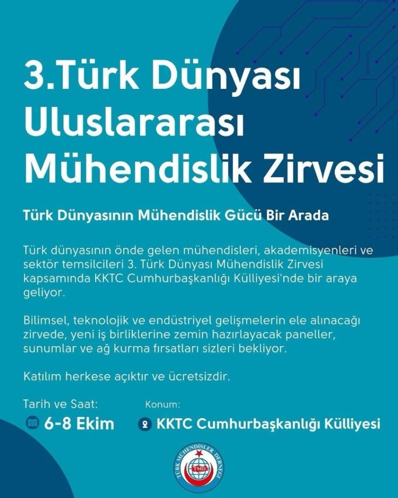 III. Türk Dünyası Uluslararası Mühendislik Zirvesi yarın KKTC’de yapılıyor