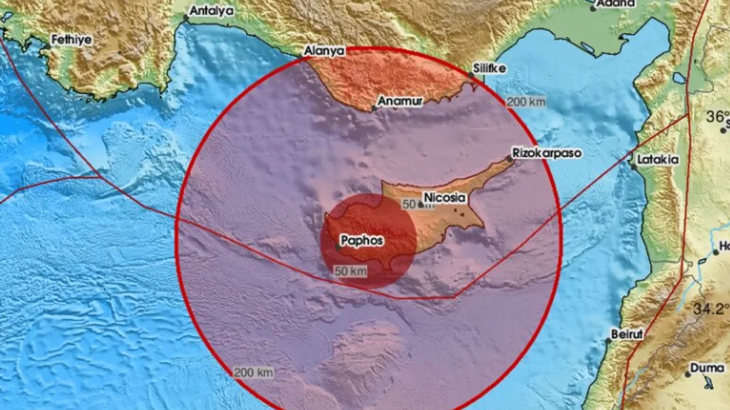 Baf’ta bugün meydana gelen 4.5 büyüklüğündeki sarsıntı KKTC’de de hissedildi