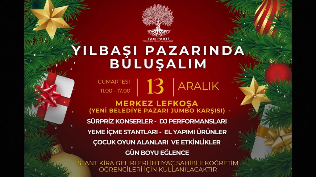 TAM Parti, cumartesi günü Merkez Lefkoşa’da Yılbaşı Dayanışma Pazarı düzenleyecek