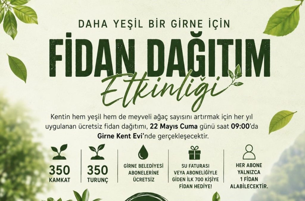 Girne Belediyesi abonelerine ücretsiz fidan dağıtacak