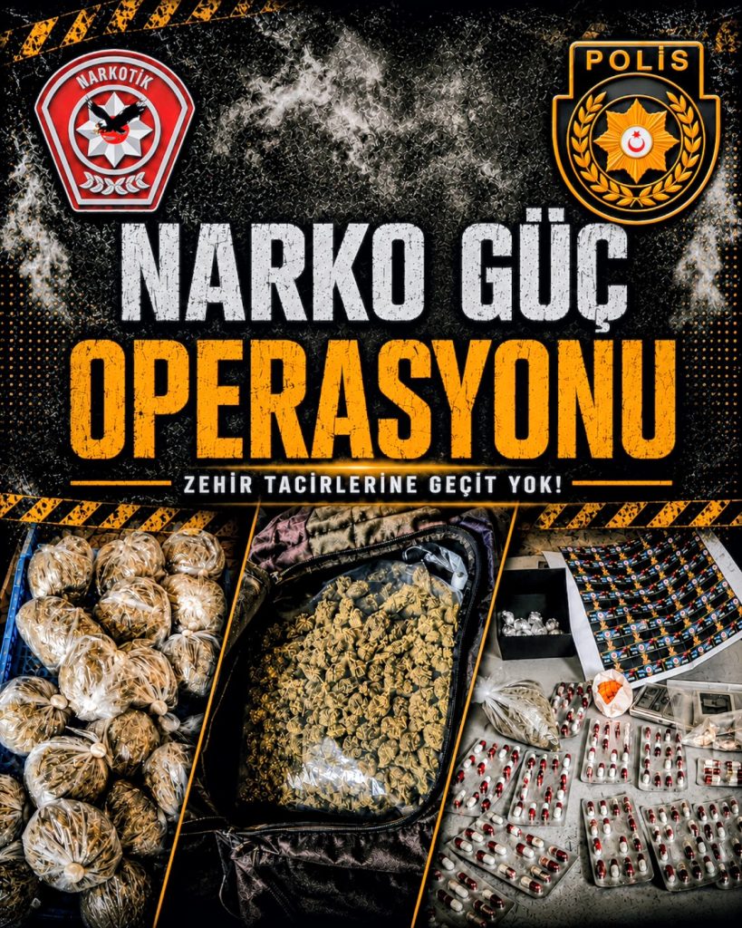 Polis’ten “Narko Güç Operasyonu”…Üç kilodan fazla uyuşturucu ve çok miktarda hap ele geçirildi