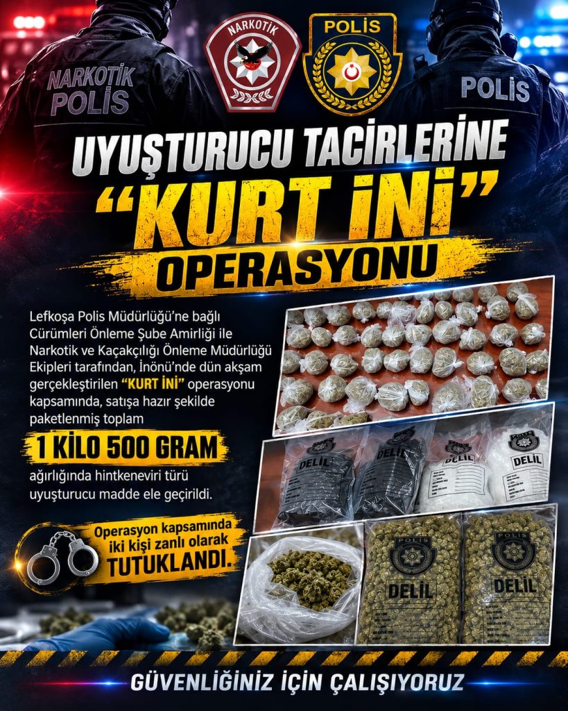 Polisten “Kurt İni” operasyonu: 1,5 kilo uyuşturucu ele geçirildi