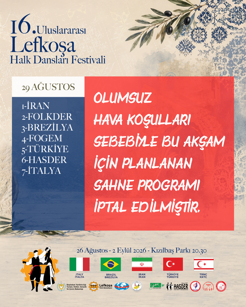 Lefkoşa Halk Dansları Festivali’nde Gösterilere Hava Engeli