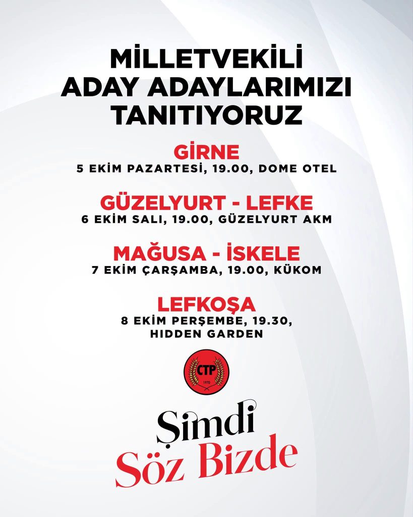 CTP milletvekili aday adaylarını onayladı… Ön seçim 11 Ekim’de yapılacak
