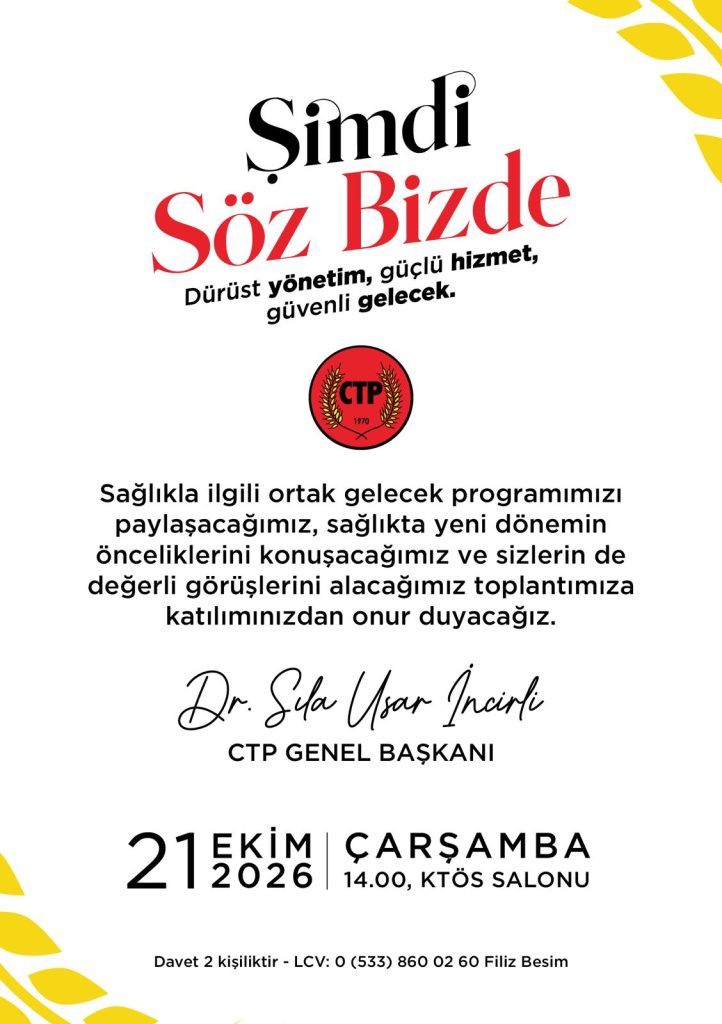 CTP, sağlık politikaları alanında “Ortak Gelecek Programı’nı” tanıtacak