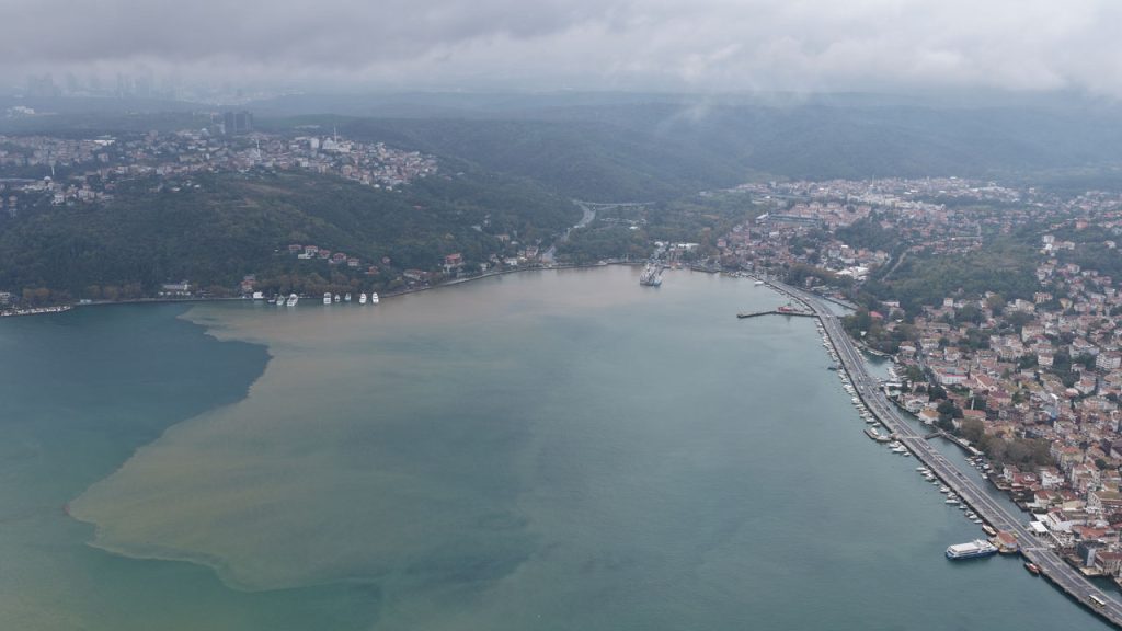 Sarıyer ve Beykoz’da yağışın ardından denizin rengi kahverengiye döndü